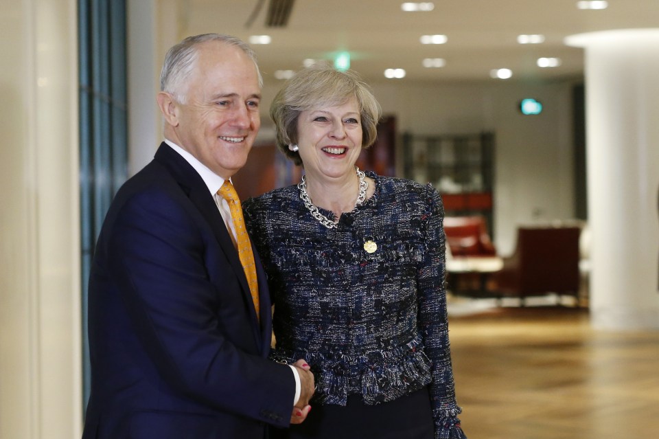 Theresa May and Australian Prime Minister Malcolm Turnbull