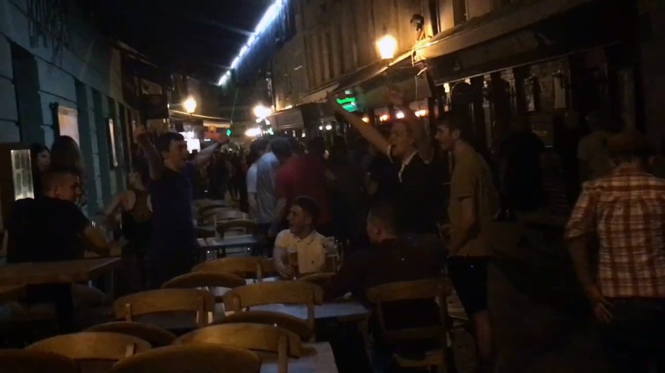 Singing ... Rowdy fans were also scooped by police for drunken behaviour
