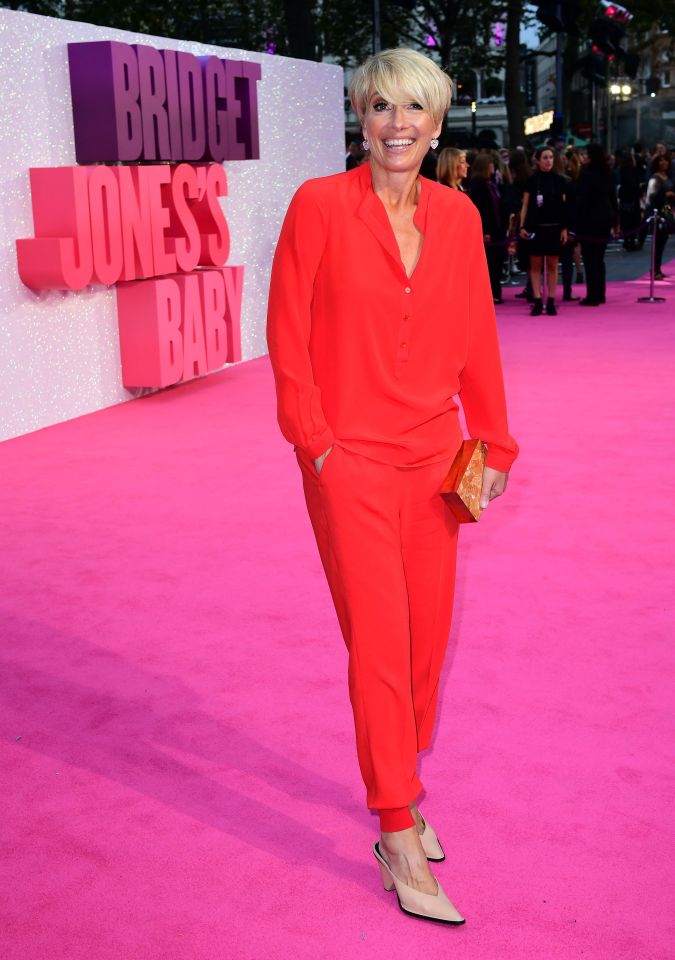 Emma Thompson turned heads in her bright red suit 