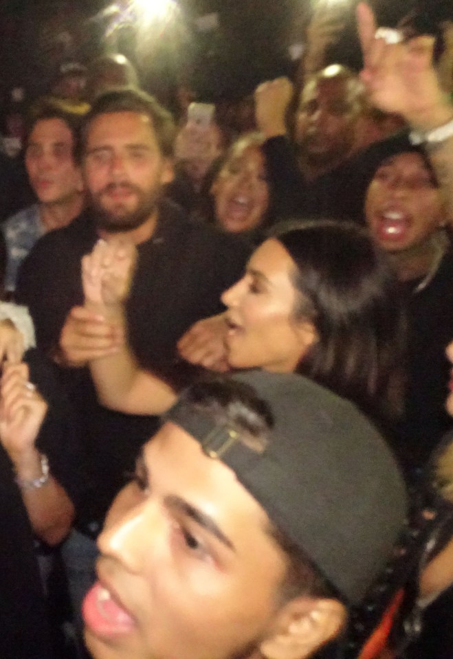 Kim was seen singing along to the rapper's hits