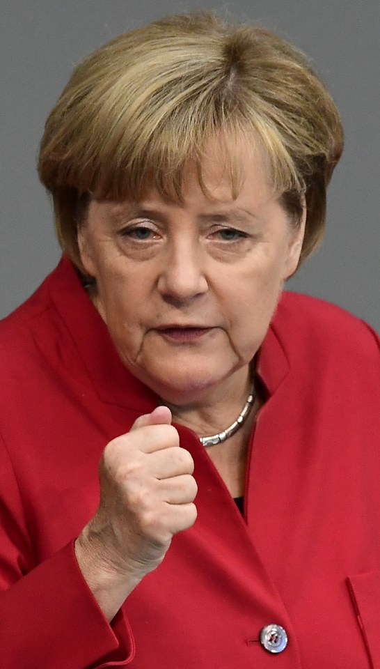 Red-dy to rock . . . Angela Merkel promises Theresa May that Britain will be involved in Brexit decisions