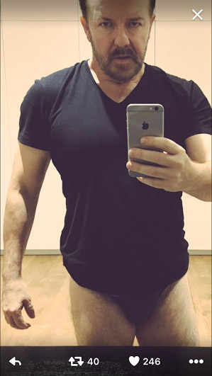 Comedy legend Gervais posted a pic of himself in his pants 