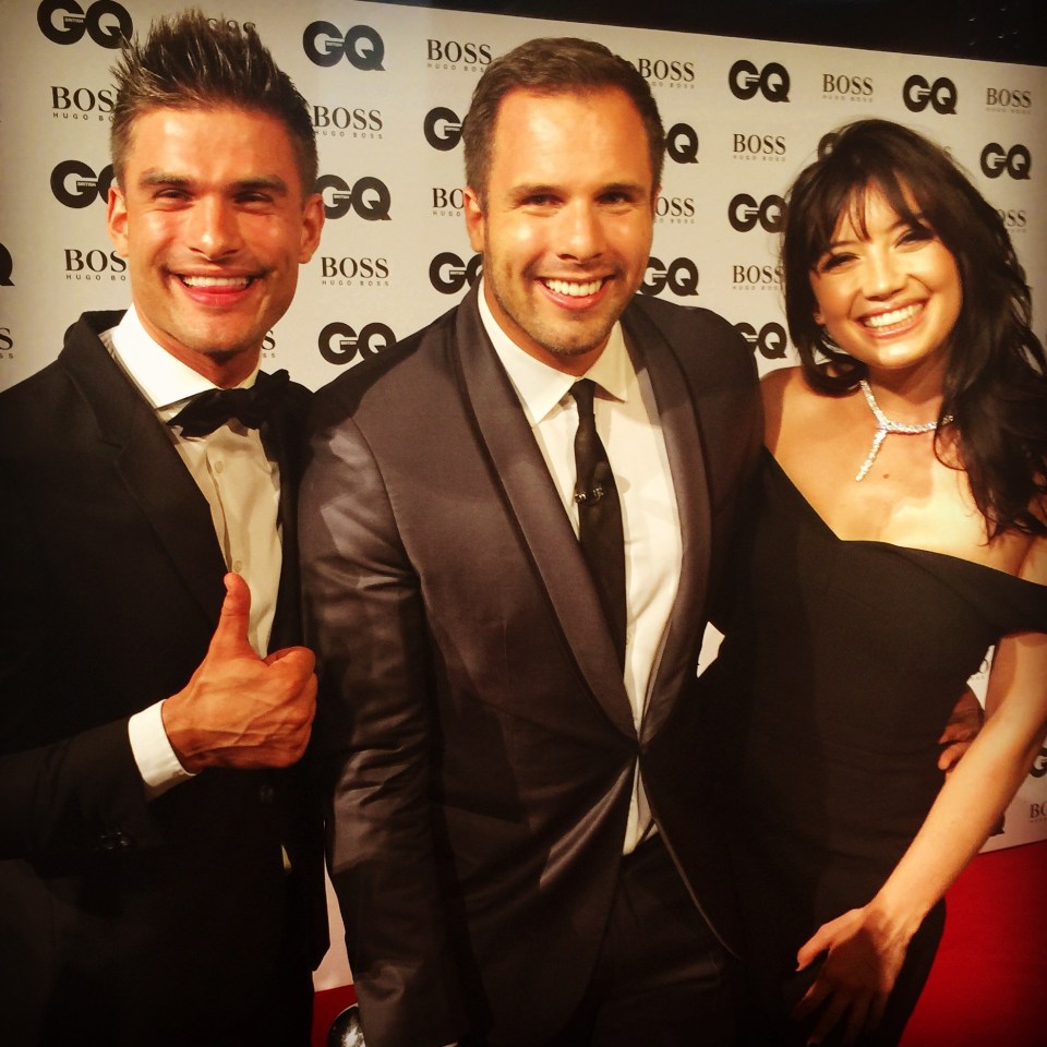 Dan Wootton with Daisy Lowe and Hollyoaks actor Kieron Richardson 