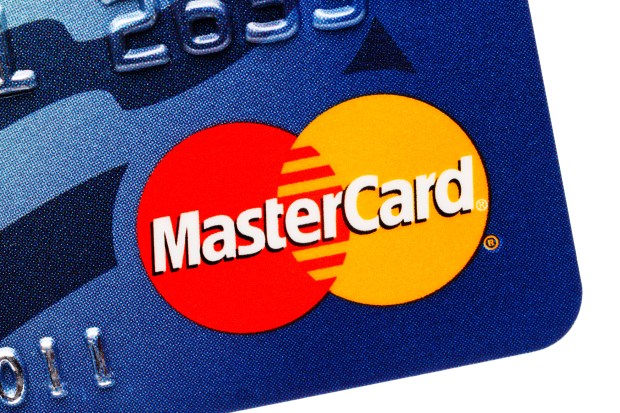 Mastercard credit card logo close up