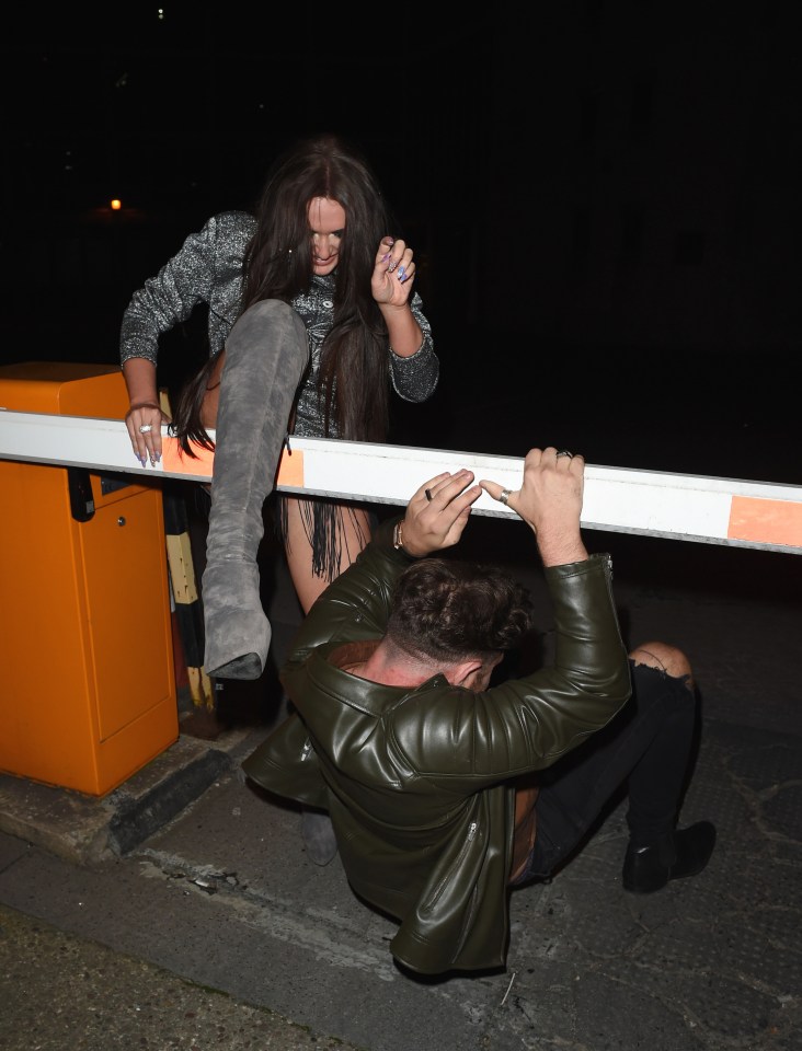 The pair then set their sights on a parking barrier