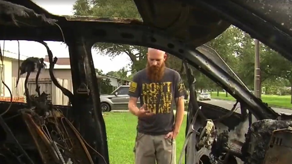 Victim had sent his daughter to get in the car moments before he realised it was in flames