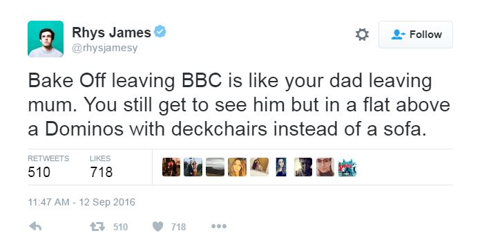 Comedian Rhys James summed up how many viewers were feeling about the move 