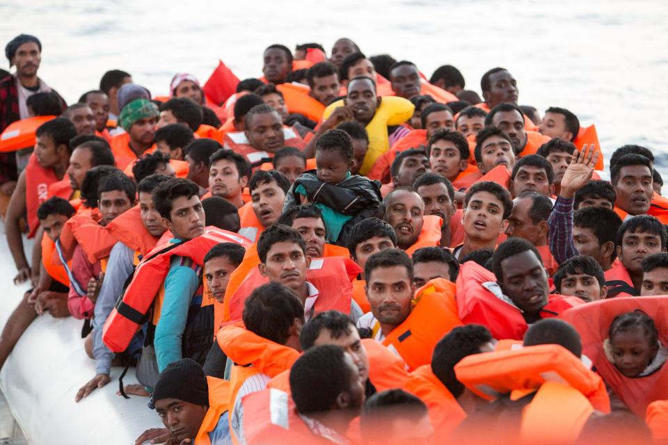 Migrants trying to get across the Mediterranean