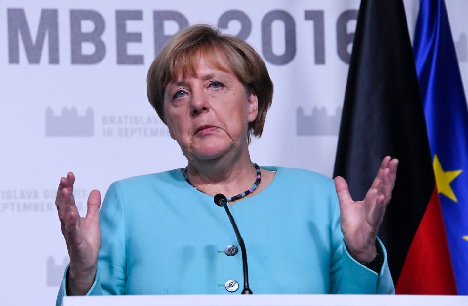 German Chancellor Angela Merkel delivers