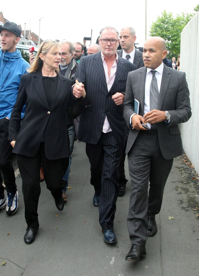 Gazza was seen leaving court holding a woman's hand after pleading guilty to a racially aggravated offence