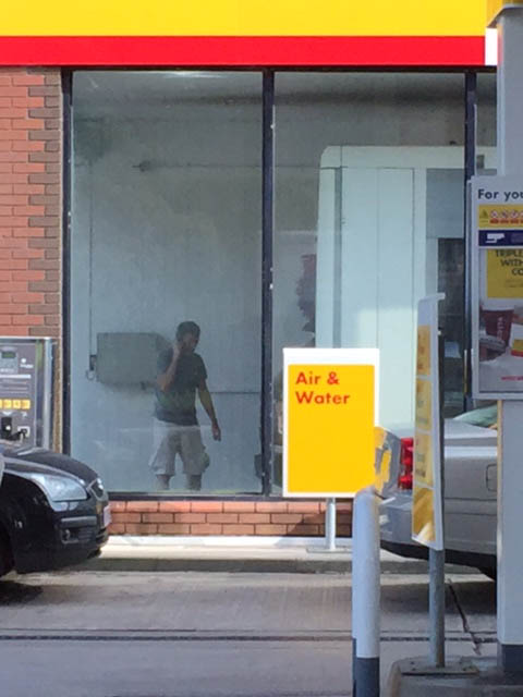 The ex-Manchester United player drove the vehicle into the car wash crooked before it got stuck