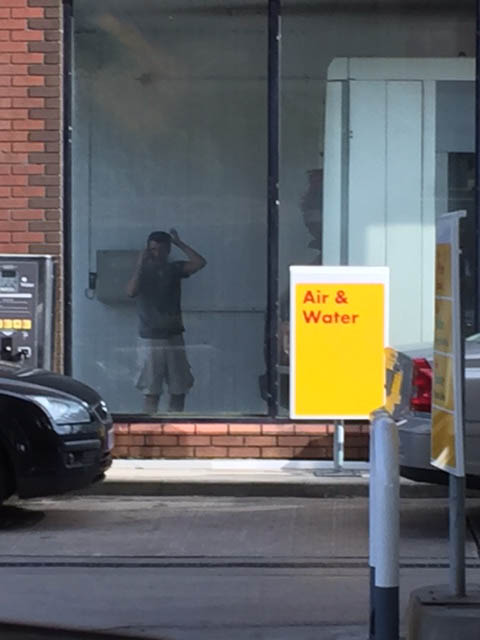 His car was stuck for about 10 minutes as he got more and more angry