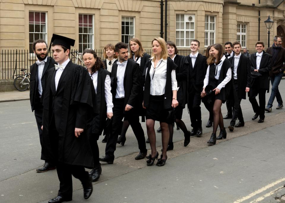 Oxford University students graduating