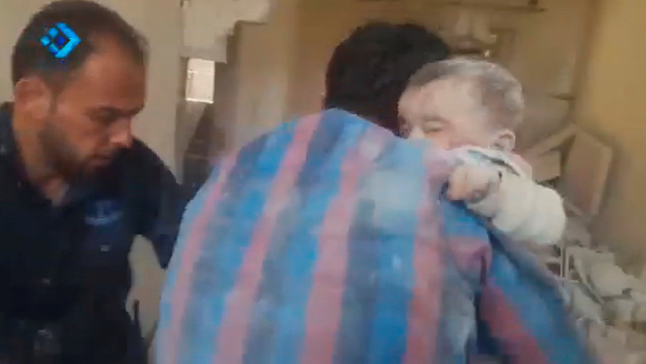 The baby was rushed to hospital with hopes for more survivors dimming