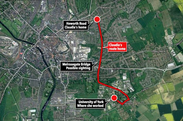 Claudia Lawrence's route