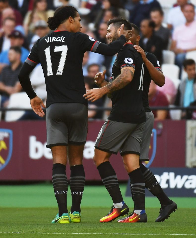 Southampton star Charlie Austin celebrates as he puts his side 1-0 up earlier in the day
