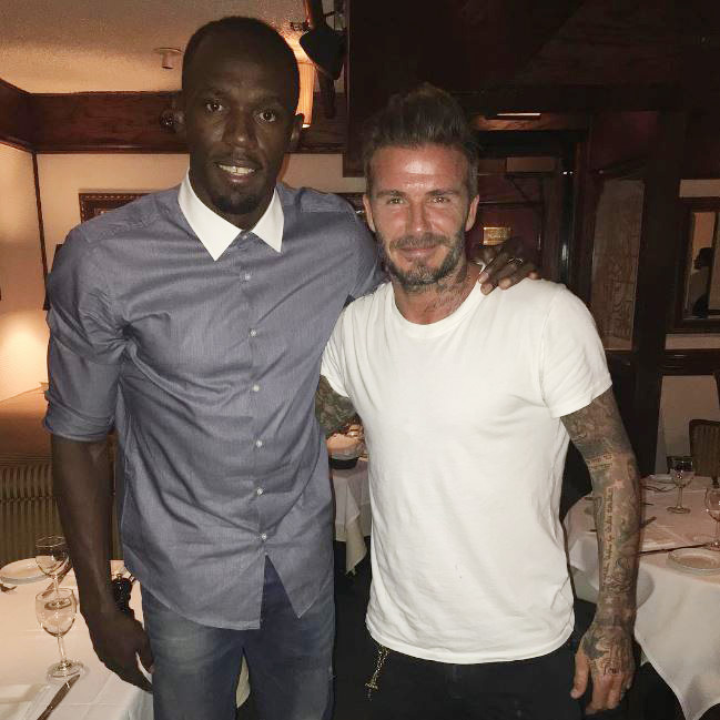 Usain Bolt and David Beckham both posted this snap of them at the Rio Olympics to their social media accounts