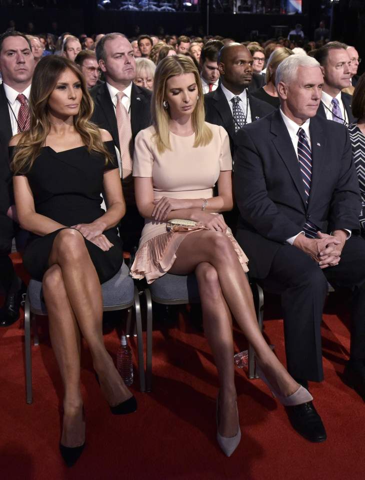 Melania Trump, Ivanka Trump, and Republican vice presidential nominee Mike Pence are seen in the audience 