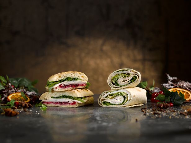 Wraps with a hint of cranberry are among the veggie options