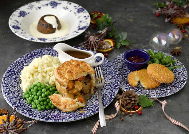 The pie contains elements of the traditional fare