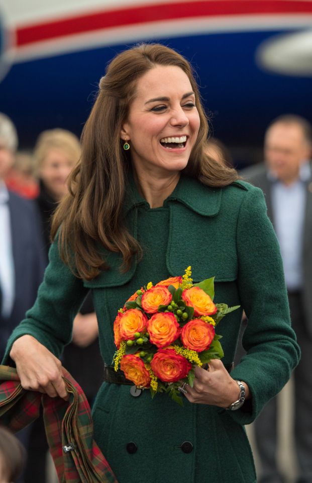 Kate was met with a bouquet of flowers by wellwishers at Whitehorse Airport in the remote province