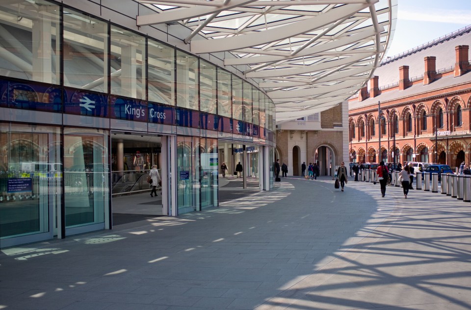 The rear entrance to the redesigned Kings Cross Rail Station in London