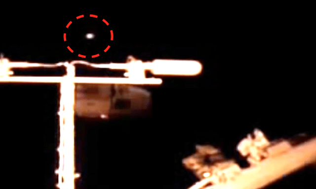 One of the alleged UFOs can be seen in the top right hand corner of this image 