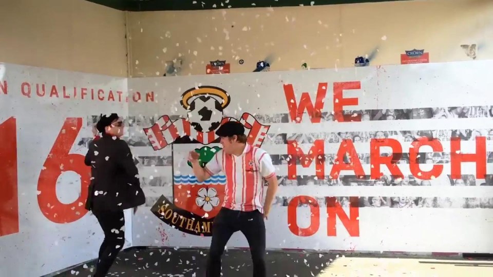 The beginning of the video sees the Southampton fans championing their side