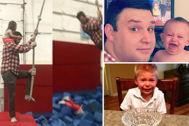 These dozy daddies still haven’t quite mastered the art of parenting