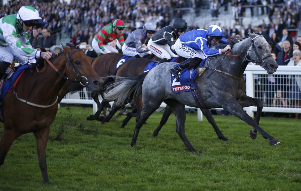 Librisa Breeze (R, blue) came from nowhere to win at Ascot