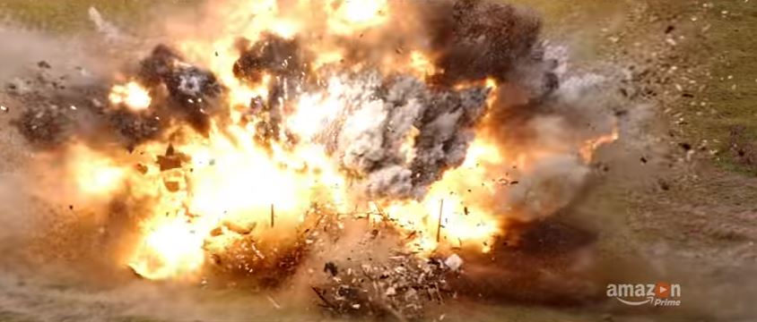 The tank appears to set off a huge explosion