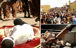ISIS thugs batter two 'adulterers' to death with rocks in medieval-style execution before baying crowd
