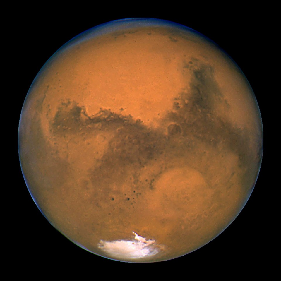 An image of Mars captured by NASA's Hubble Space Telescope 
