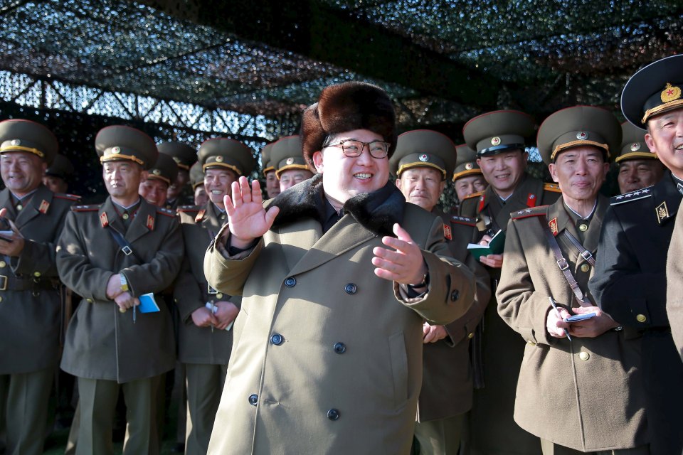 KCNA picture shows North Korean leader Kim Jong Un watching the Korean People's Army tank crews' competition at an unknown location