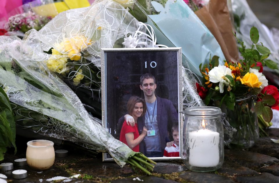 A framed photograph of Jo Cox and her husband Brendan