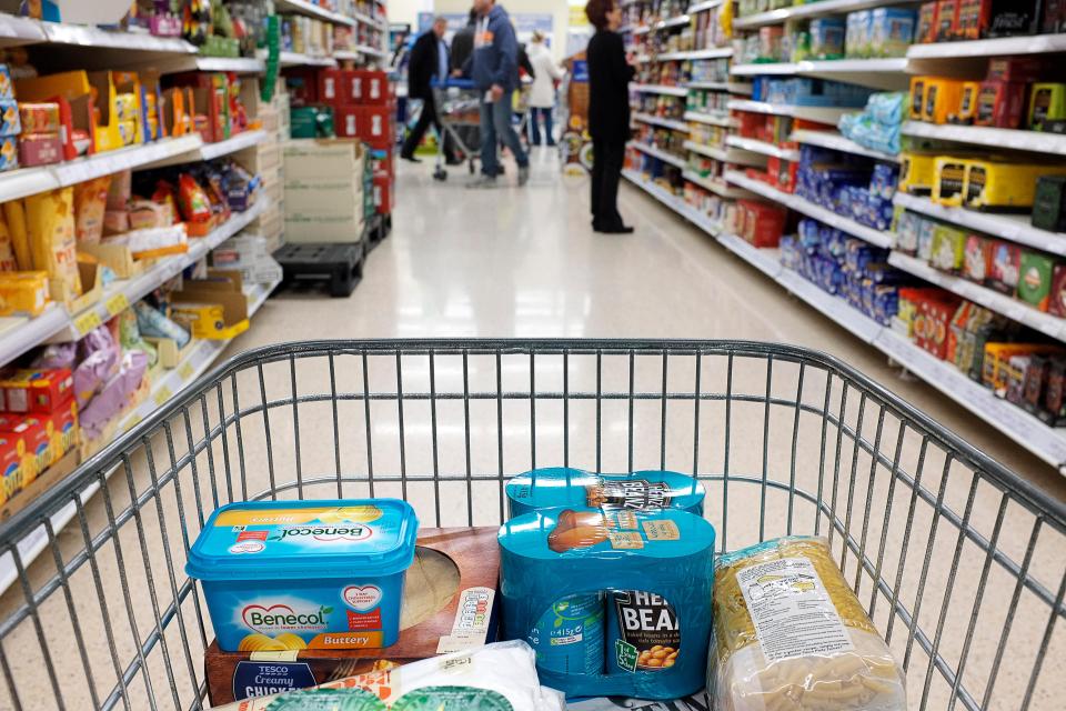 The interior of a Tesco supermarket.