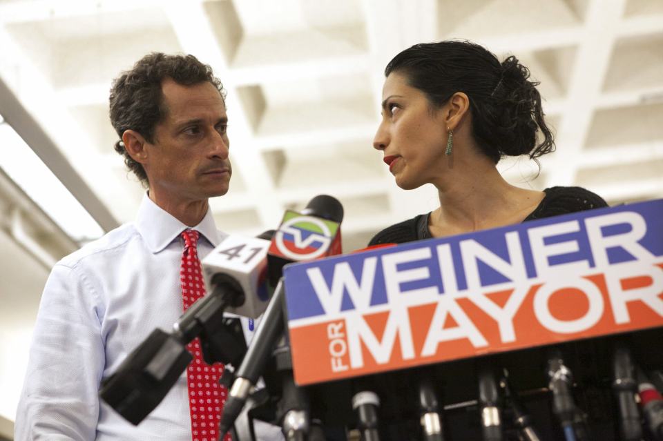 Anthony Weiner with his wife Huma Abedin during his 2013 bid to become NYC mayor