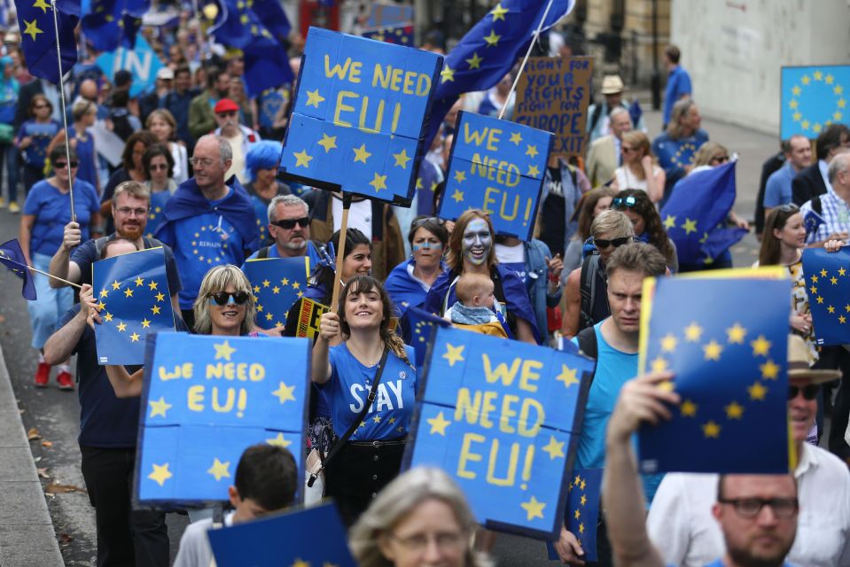 Thousands marched in central London to Parliament Square in a pro-Europe rally against the referendum vote to leave the European Union