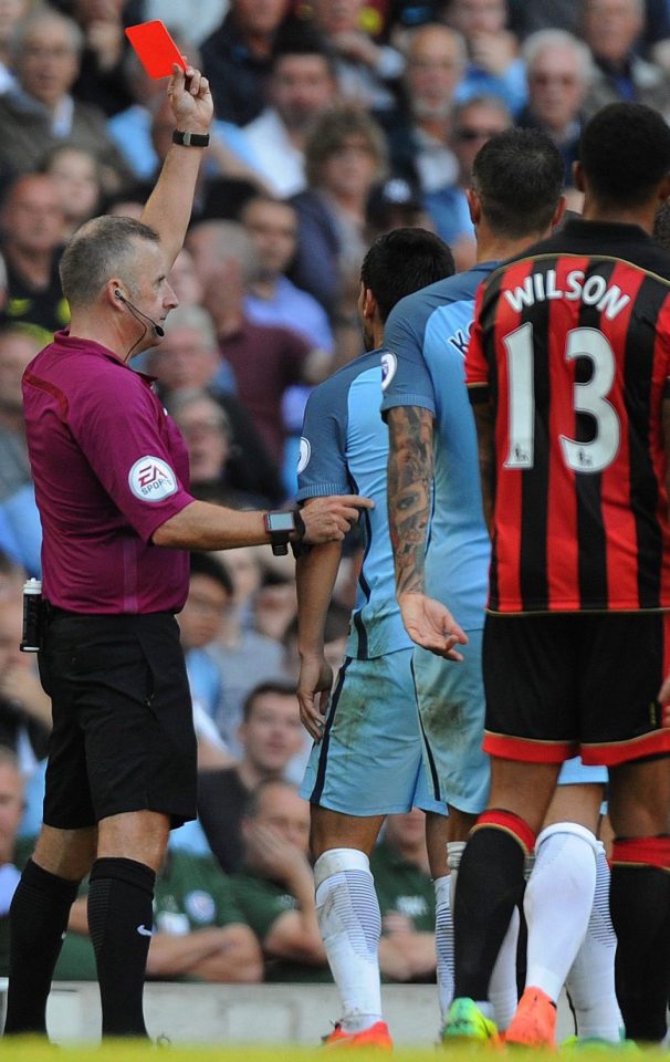Nolito was sent off against Bournemouth