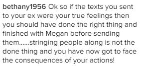 One fan pointed out Pete should have ended things with Megan if he wasn't happy instead of texting his ex 