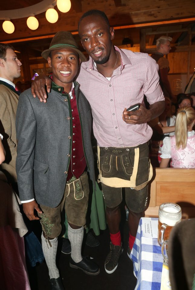 Olympic legend Usain Bolt and David Alaba are all smiles