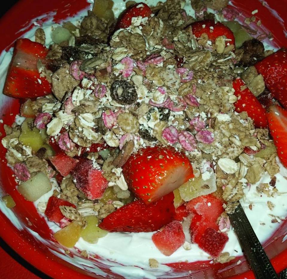 Strawberries are served up alongside a savoury dish 