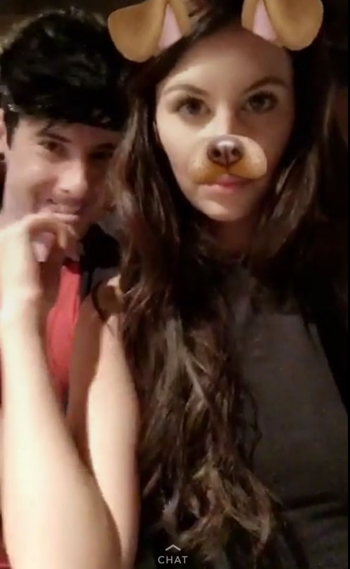  Briana and Jayk mucked around on Snapchat during their family meal out