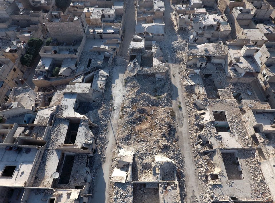 Aerial view of war-ravaged Aleppo