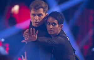 Naga Munchetty suffers a slip up on Strictly Come Dancing as she struggles to get out of Mission Impossible harness