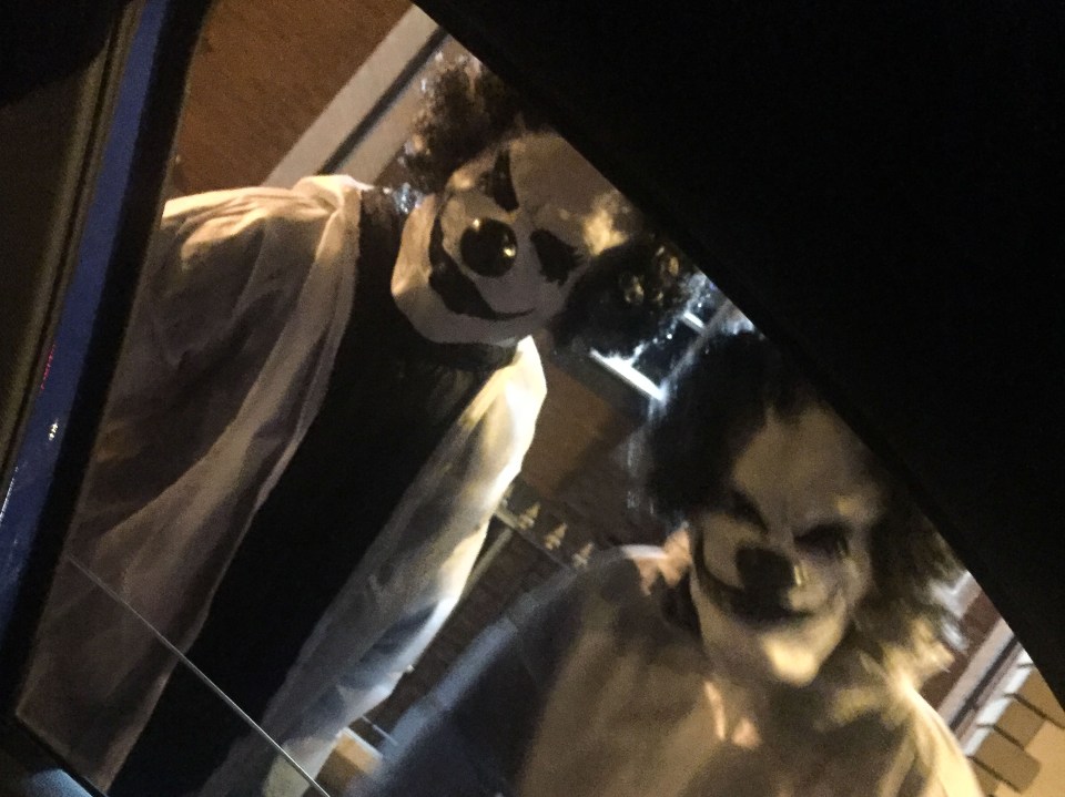 Clowns armed with machetes terrorised drivers who stopped at a set of traffic lights in Manchester on Sunday