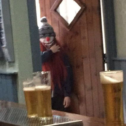 Clown menaces Shaniece Price and then follows her into pub