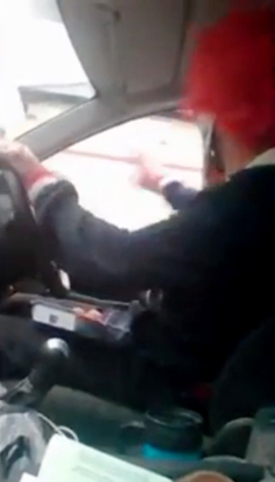 The clown can be seen pitching the eggs out his car window, with many criticising his pranks