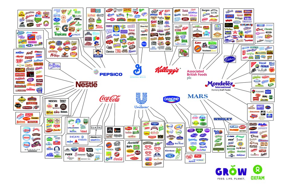 In control: A handful of global companies dominate the weekly shop