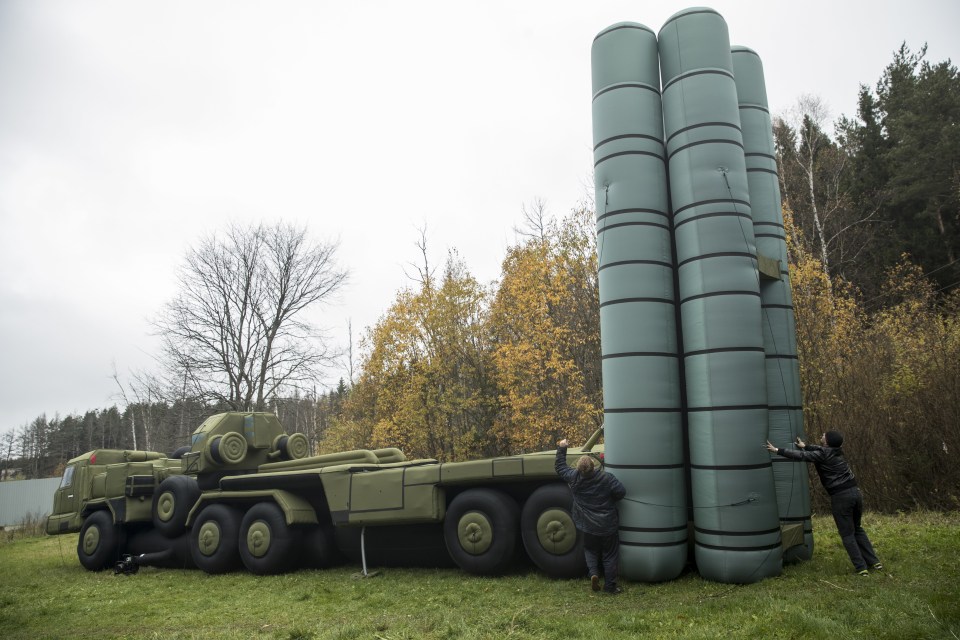 An inflatable full size model of S-300 missile system